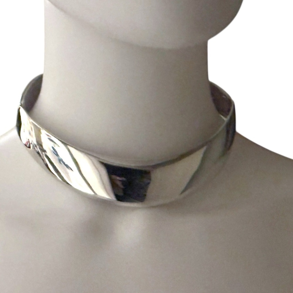 1980s Alexis Kirk Silver Modernist Collar Necklace